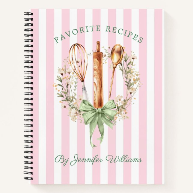 Floral Utensils Cooking Bakery Recipe Notebook Notizbuch (Vorderseite)