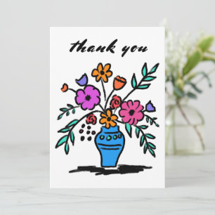 Floral Vase Loose Whimsisches Sketch Farbe kühl Dankeskarte