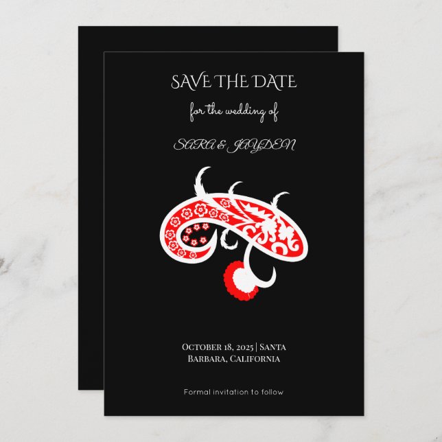 Floral Vector Art Poster – Retro Folk Flower Desig Save The Date (Vorne/Hinten)