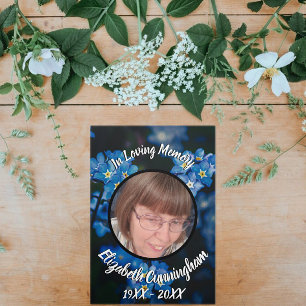 Floral Vergiss mir nicht fünf Foto Gedenkfeier Dreifach Gefaltete Ankündigung