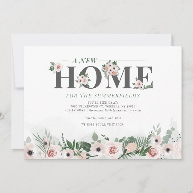 Floral Verschieben Botanische neue Adresse übertra Ankündigung (Vorderseite)