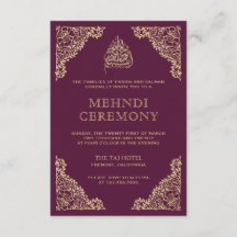 Floral Verziert Plum und Gold Islamischer Mehndi