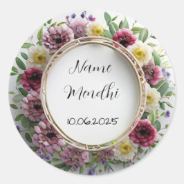 Floral vibrant mendhi Gefallen Aufkleber