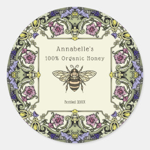 Floral Victorian Honey Label Personalize Runder Aufkleber