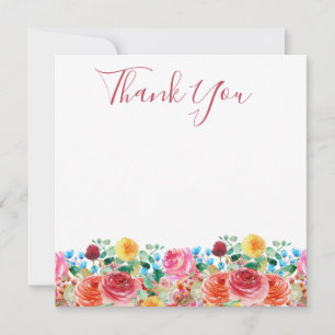Floral Vielen Dank Cards Pink Red Blue Yellow Mitteilungskarte