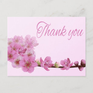 Floral Vielen Dank Cherry Blossom Blume Lila Pink Postkarte