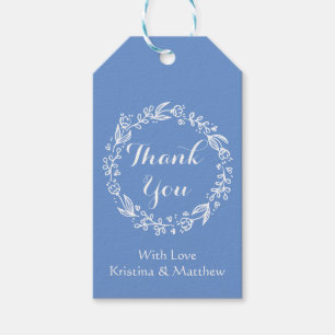 Floral Vielen Dank Cornflower Blue Blumen Hochzeit Geschenkanhänger