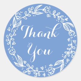 Floral Vielen Dank Cornflower Blue Blumen Hochzeit Runder Aufkleber