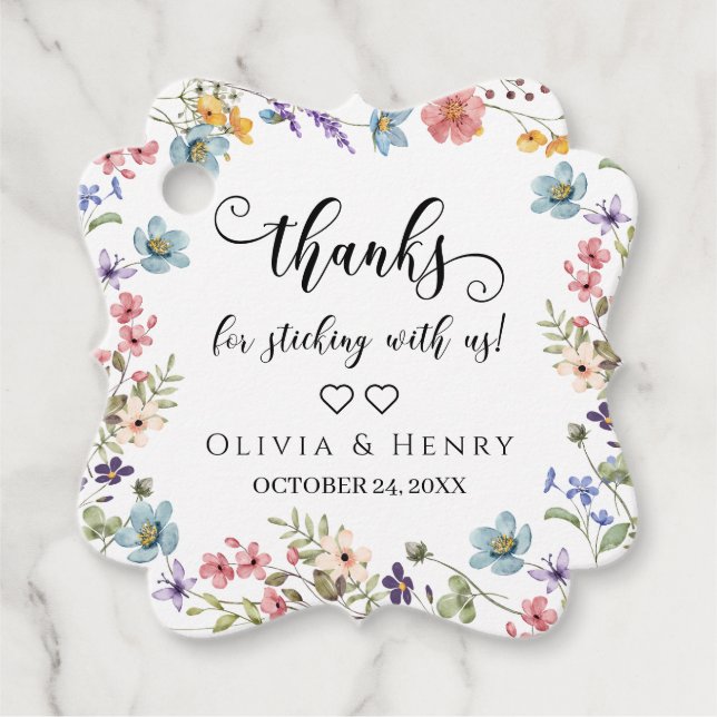 Floral vielen Dank für das Festhalten an Ungunsten Geschenkanhänger (Vorderseite)