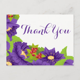 Floral Vielen Dank Ihnen Aquarellblumen Postkarte