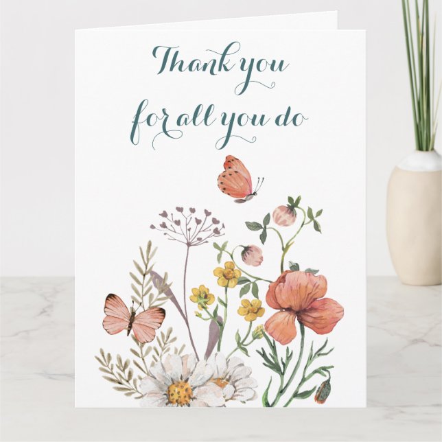 Floral Vielen Dank Karte (Vorderseite)