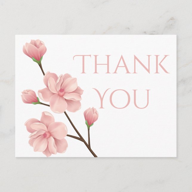 Floral Vielen Dank Pink Cherry Blossom Blume Party Postkarte (Vorderseite)