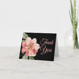Floral Vielen Dank Pink Lily Blume Black Note Card Dankeskarte
