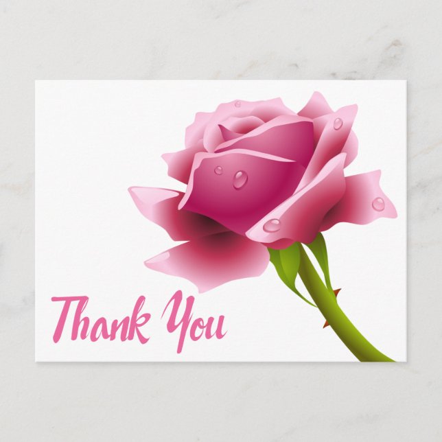 Floral Vielen Dank Pink Rose Blume Postkarte (Vorderseite)