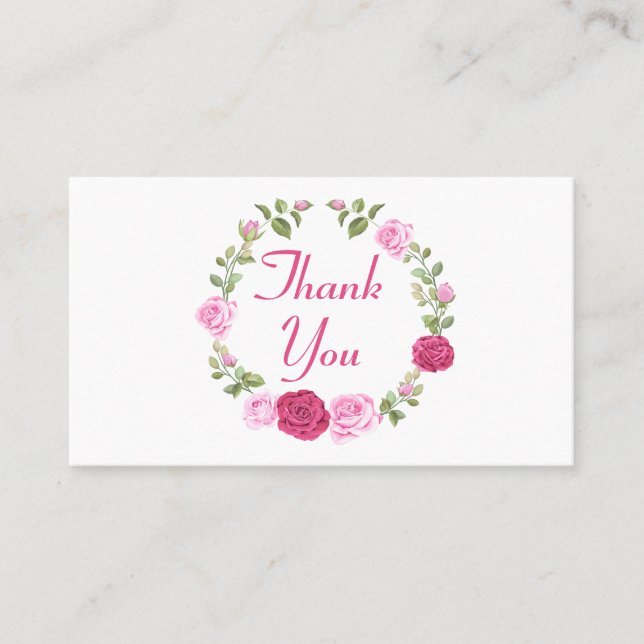 Floral Vielen Dank Pink Rose Wedding Party Platzkarte (Vorderseite)