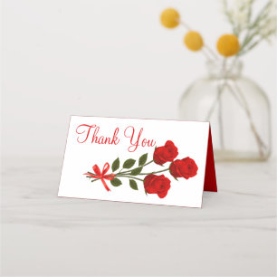Floral Vielen Dank Rote Rose Blume - Hochzeitsfeie Platzkarte