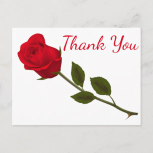 Floral Vielen Dank Rote Rose Blume Postkarte