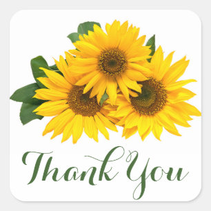 Floral Vielen Dank Yellow Sunflower Aufkleber
