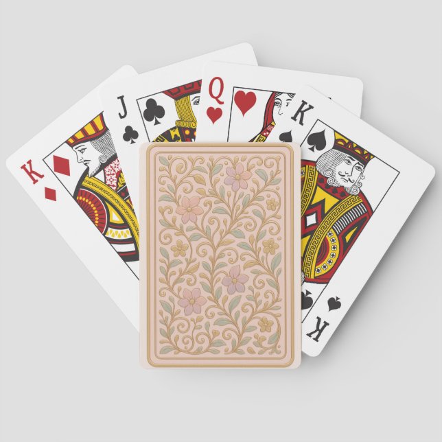Floral Vines Blush Pink Gold Card Deck Spielkarten (Rückseite)