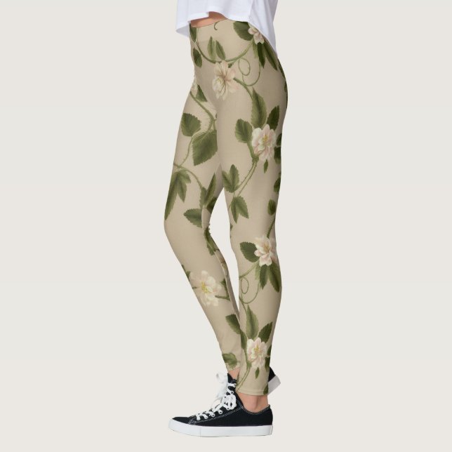 Floral Vines Pattern – Elegant Twisting Botanical  Leggings (Links)