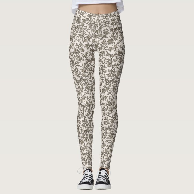 Floral Vines Pattern – Elegant Twisting Botanical  Leggings (Vorderseite)