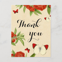 Floral Vintag danke Ihnen Karte mit Schmetterlinge