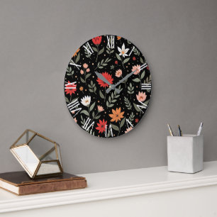 Floral Vintag Schöne moderne Sammlung Große Wanduhr
