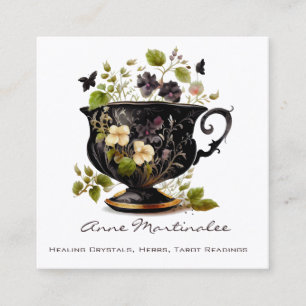Floral Vintag Teacom Business Card Quadratische Visitenkarte