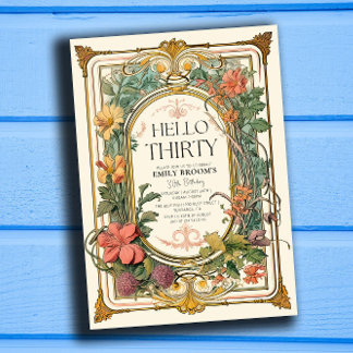 Floral Vintage 30. Geburtstagsfeier Einladung