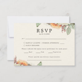 Floral Vintage Eucalyptus Roses Menu Choice RSVP Karte