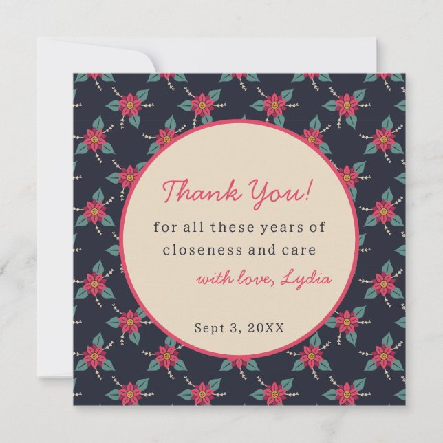 Floral Vintage Flat Thank You Card Dankeskarte (Vorderseite)