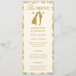 Floral Vintage Ivory Wedding Dinner Menu Card Menükarte