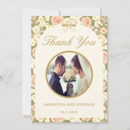 Floral Vintage Ivory Wedding Thank You Card Dankeskarte