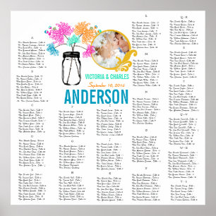 Floral Vintage Modern Mason Jar Seating Chart Poster