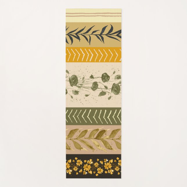 Floral Vintage Stripes Yogamatte (Vorderseite)