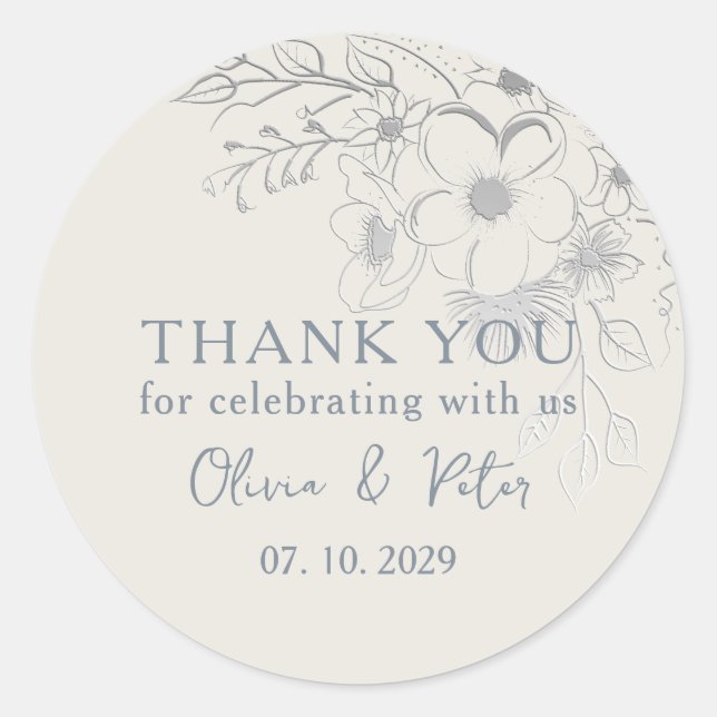 Floral Vintage Wedding Vielen Dank Runder Aufkleber (Vorderseite)