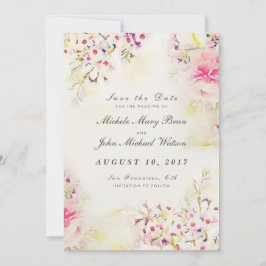Floral Vintages Save the Date Foto Flachkarte