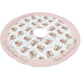 Floral Violins Gold Musiknoten Weihnachtsfeiertag Polyester Weihnachtsbaumdecke