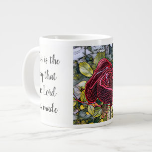 Floral w/Scripture Verse, Rose "verklebtes Glas" Jumbo-Tasse