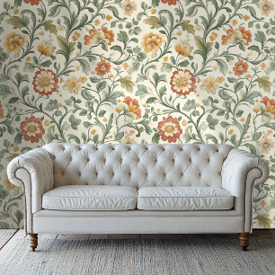 Floral Wallpaper Vintag Style Light Academy Tapete