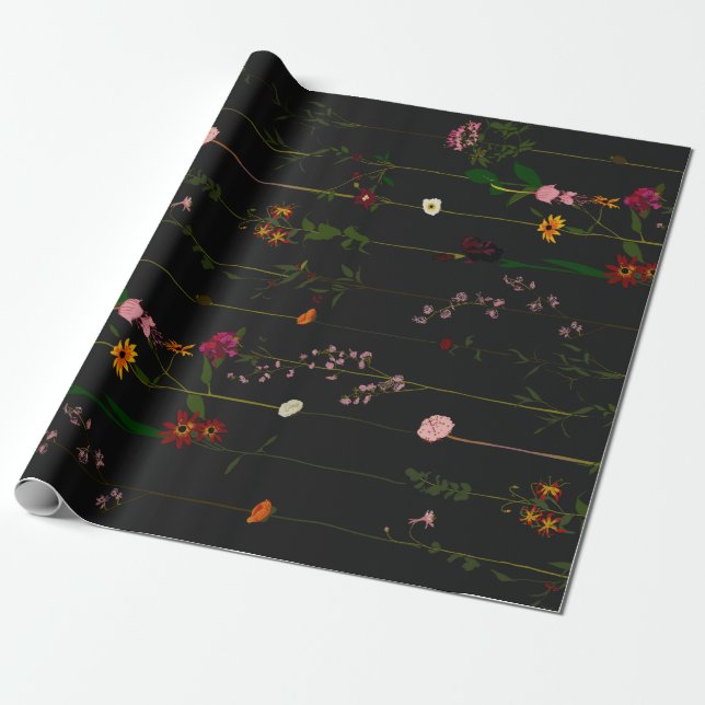 Floral Wallroll - Dunkel Geschenkpapier (Ungerollt)