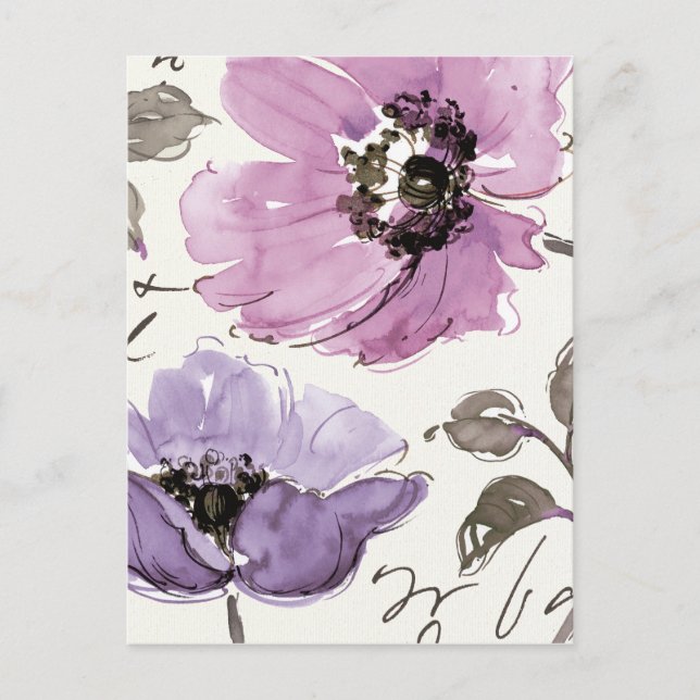Floral Waltz Plum Blume Postkarte (Vorderseite)