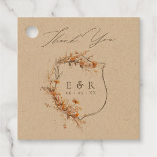 Floral Wappen Monogram Fall Kraft Hochzeit Vielen Geschenkanhänger