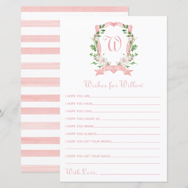 Floral Wappen Wünsche für Baby (Vorne/Hinten)