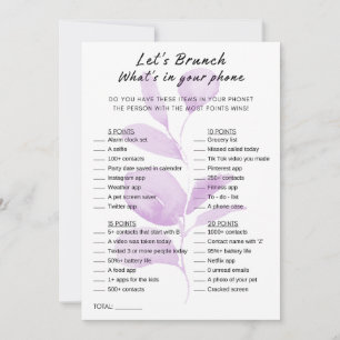 Floral Was ist in deinem Handy Brunch Party Game? Einladung