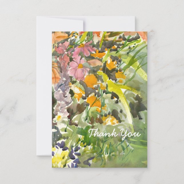 Floral Wasserfarbe Dankeschön Karte (Vorderseite)