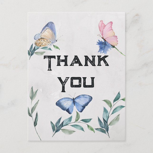Floral Wasserfarbe Dankeschön Karte (Vorderseite)