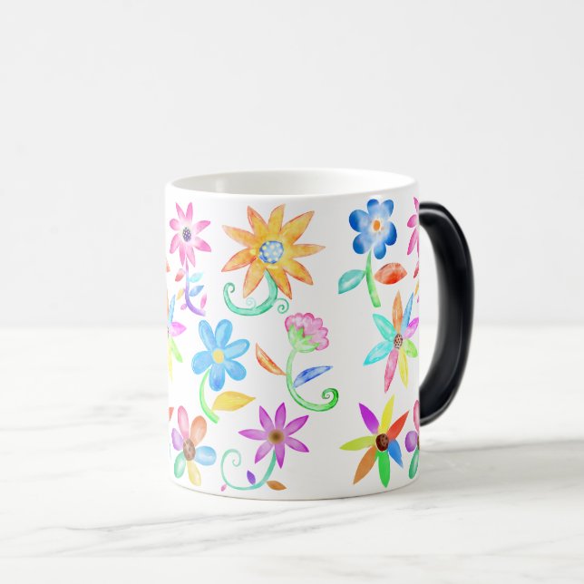 Floral Wasserfarbe Delight: Küchendekor Verwandlungstasse (VorderseiteRechts)
