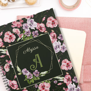 Floral Wasserfarbe Mit Monogramm Name Elegante Sch Planer