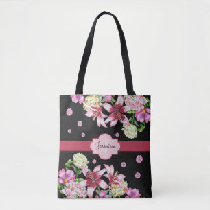 Floral Wasserfarbe Peony Personalisiert Schwarz